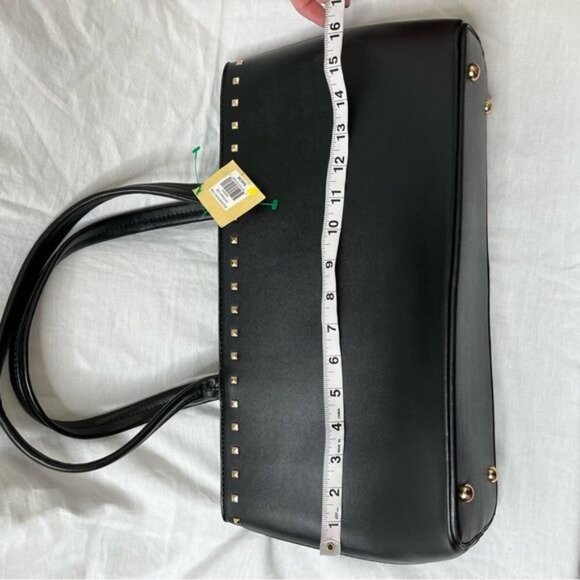 GAL Black Studded Nylon Footed Tote Bag With Gold Detailing & PVC Trim - Picture 8 of 10